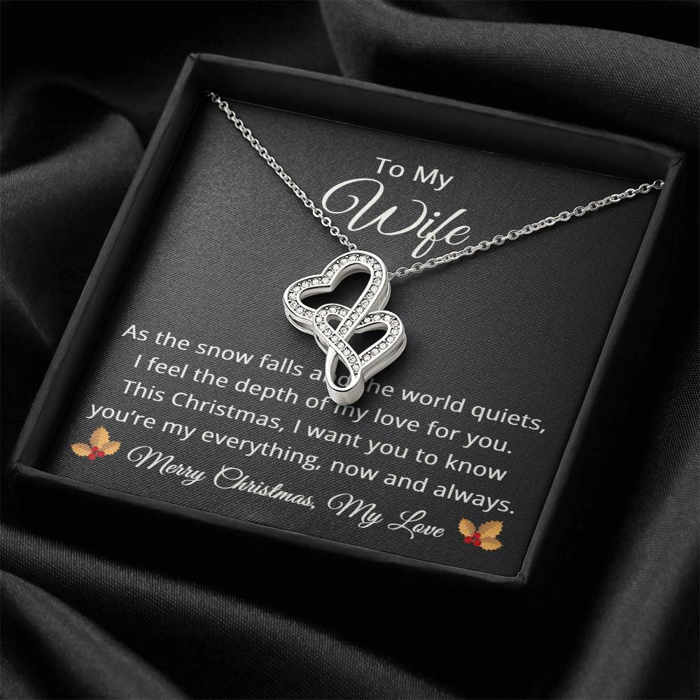 To My Wife Necklace Merry Christmas Gift from Husband Emotional Sentimental Romantic Love My Everything Always Heart to Heart Pendant