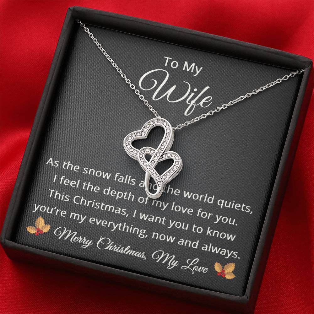 To My Wife Necklace Merry Christmas Gift from Husband Emotional Sentimental Romantic Love My Everything Always Heart to Heart Pendant