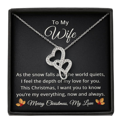 To My Wife Necklace Merry Christmas Gift from Husband Emotional Sentimental Romantic Love My Everything Always Heart to Heart Pendant