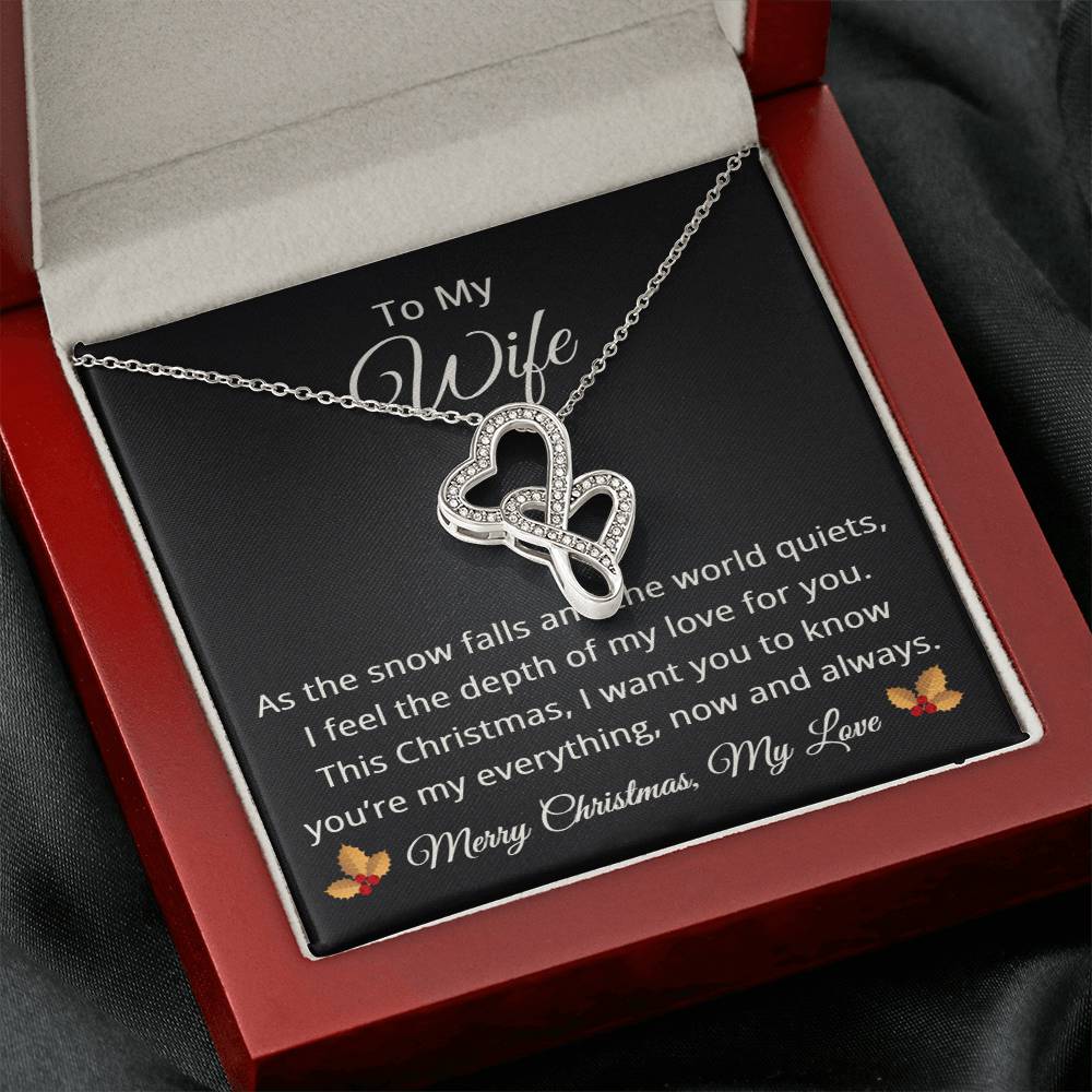 To My Wife Necklace Merry Christmas Gift from Husband Emotional Sentimental Romantic Love My Everything Always Heart to Heart Pendant