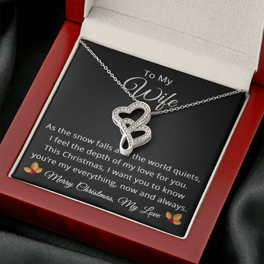 To My Wife Necklace Merry Christmas Gift from Husband Emotional Sentimental Romantic Love My Everything Always Heart to Heart Pendant