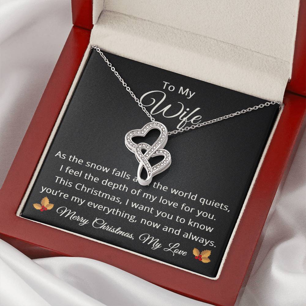 To My Wife Necklace Merry Christmas Gift from Husband Emotional Sentimental Romantic Love My Everything Always Heart to Heart Pendant