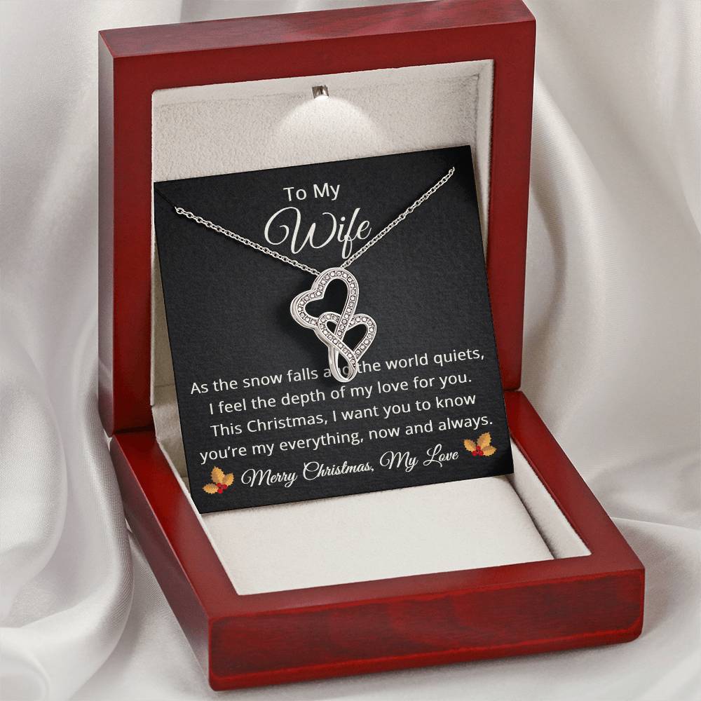 To My Wife Necklace Merry Christmas Gift from Husband Emotional Sentimental Romantic Love My Everything Always Heart to Heart Pendant