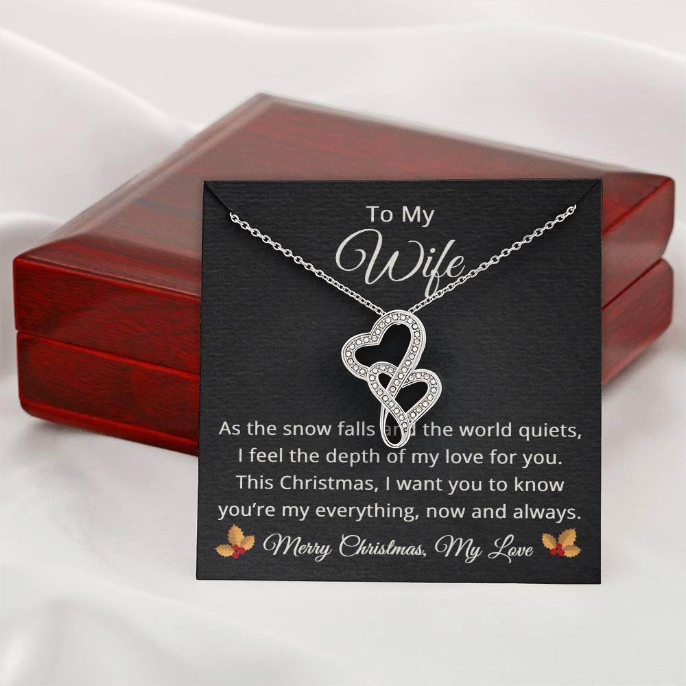 To My Wife Necklace Merry Christmas Gift from Husband Emotional Sentimental Romantic Love My Everything Always Heart to Heart Pendant