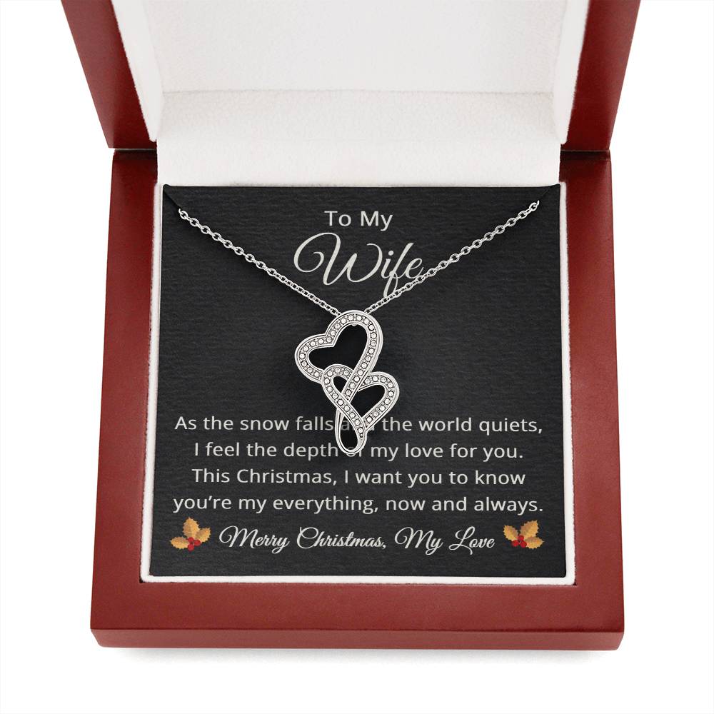 To My Wife Necklace Merry Christmas Gift from Husband Emotional Sentimental Romantic Love My Everything Always Heart to Heart Pendant