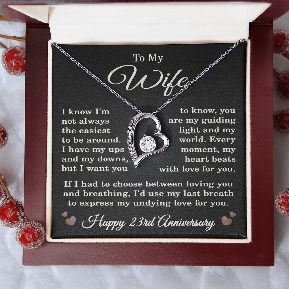 23rd Anniversary Necklace for Wife from Husband 23 Years Anniversary Jewelry for Her Women Forever Love Pendant