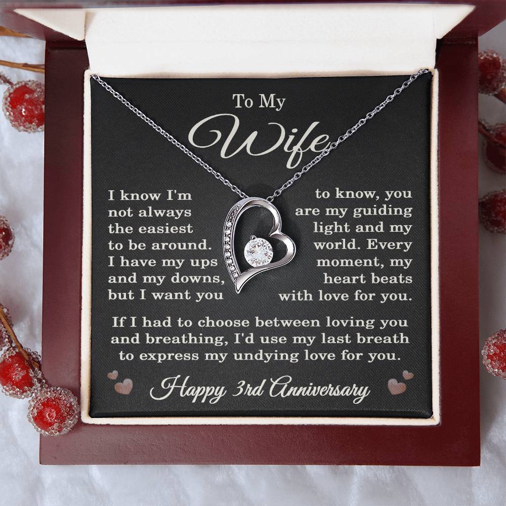 3rd Anniversary Necklace for Wife from Husband 3 Years Anniversary Jewelry for Her Women Forever Love Pendant