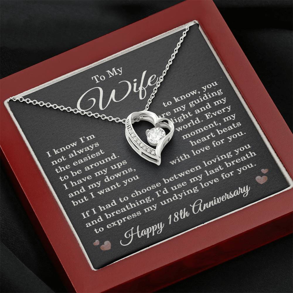 18th Anniversary Necklace for Wife from Husband 18 Years Anniversary Jewelry for Her Women Forever Love Pendant