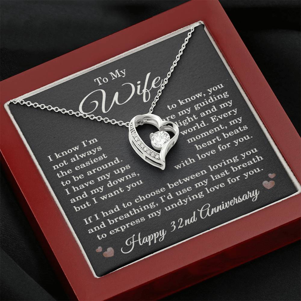 32nd Anniversary Necklace for Wife from Husband 32 Years Anniversary Jewelry for Her Women Forever Love Pendant