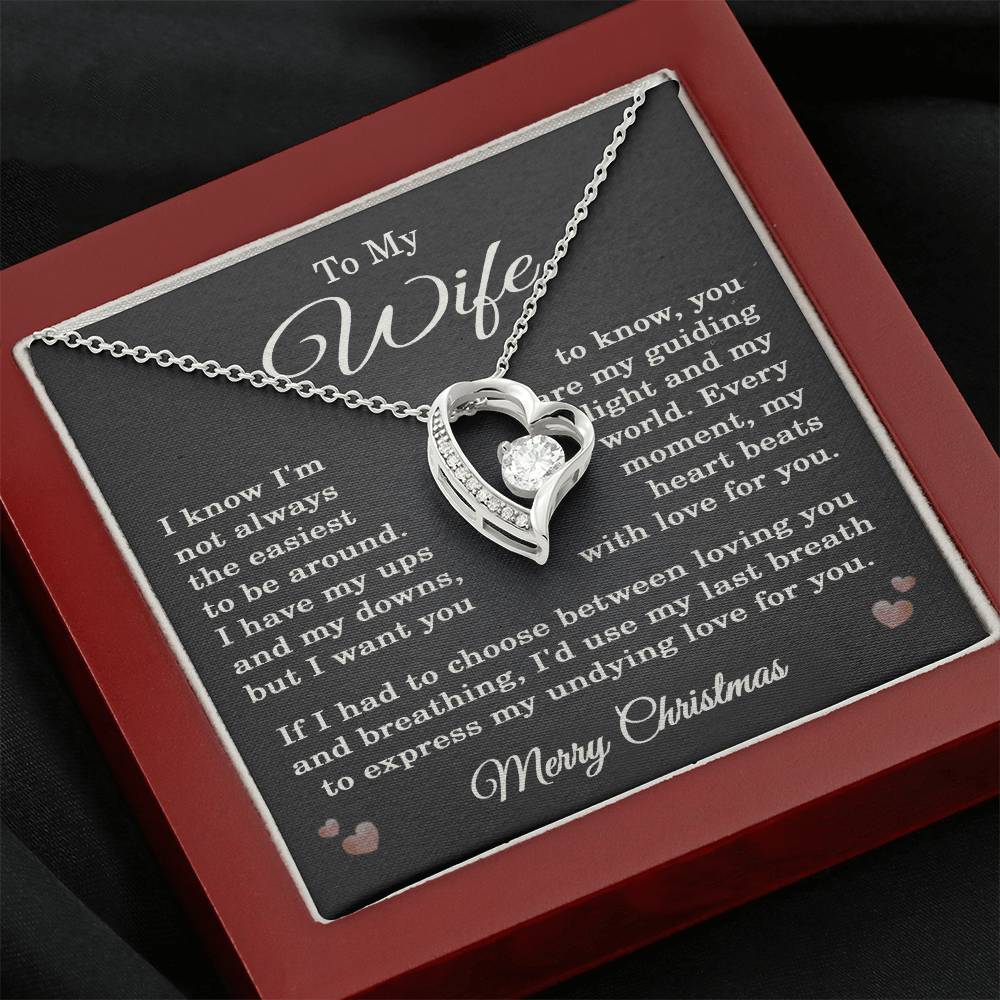 Wife Christmas Necklace for Wife from Husband To My Wife Gift Merry Christmas Jewelry for Her Women Forever Love Pendant