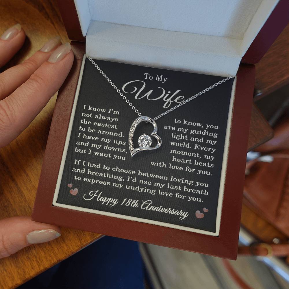 18th Anniversary Necklace for Wife from Husband 18 Years Anniversary Jewelry for Her Women Forever Love Pendant