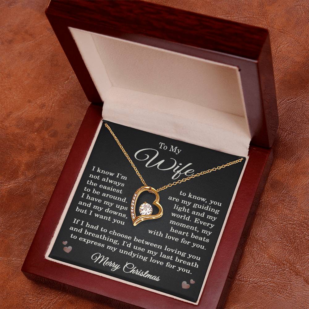 Wife Christmas Necklace for Wife from Husband To My Wife Gift Merry Christmas Jewelry for Her Women Forever Love Pendant