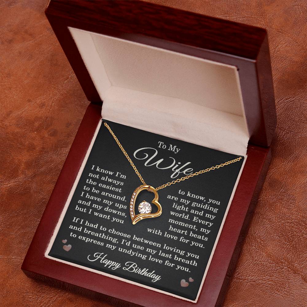 Wife Birthday Necklace for Wife from Husband To My Wife Gift Happy Birthday Jewelry for Her Women Forever Love Pendant