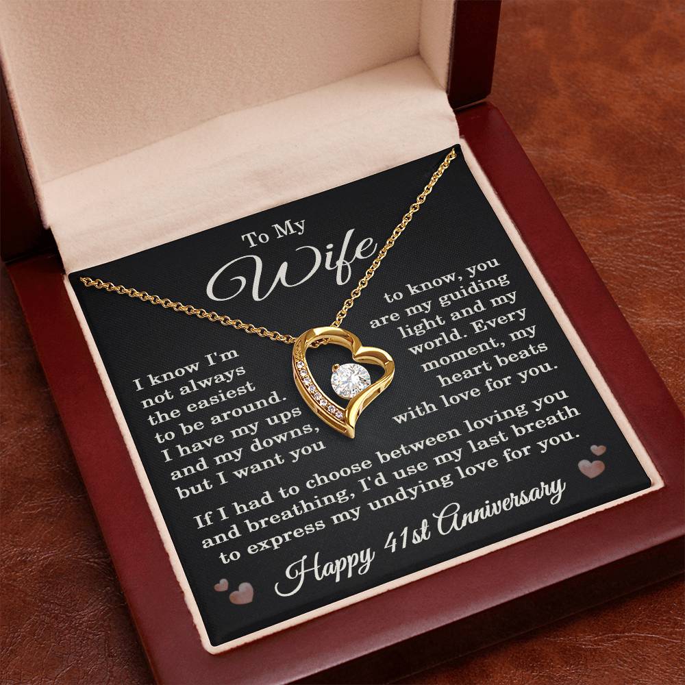 41st Anniversary Necklace for Wife from Husband 41 Years Anniversary Jewelry for Her Women Forever Love Pendant