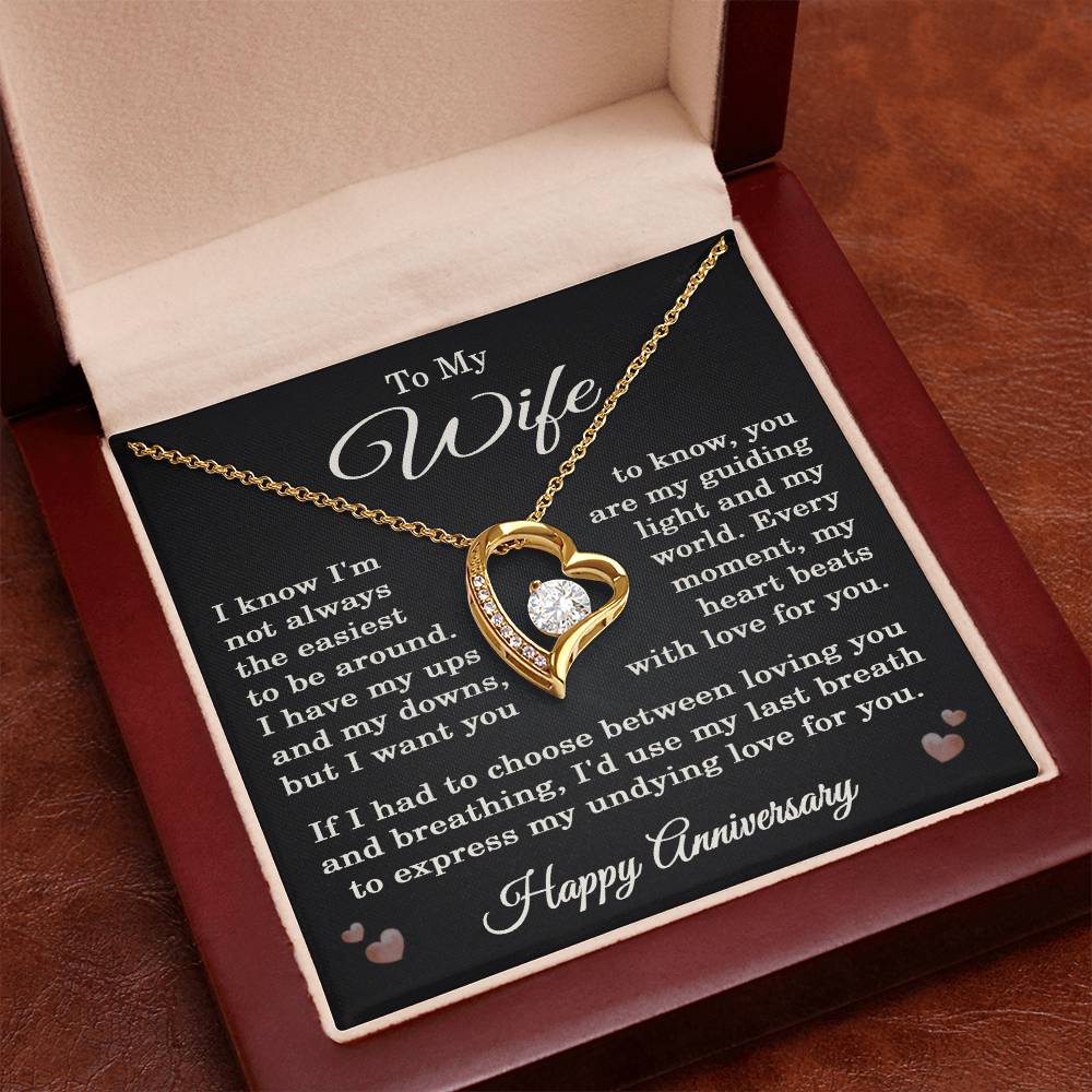 Wife Anniversary Necklace for Wife from Husband To My Wife Happy Anniversary Jewelry for Her Women Forever Love Pendant