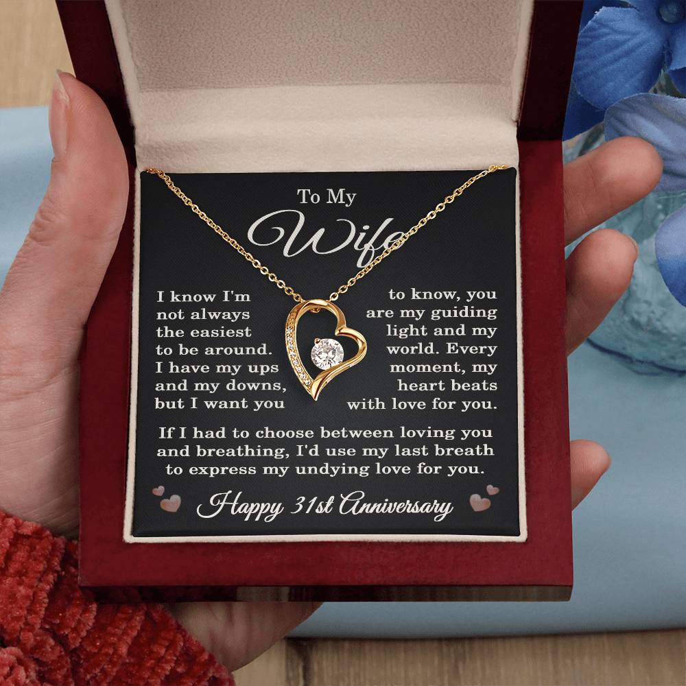 31st Anniversary Necklace for Wife from Husband 31 Years Anniversary Jewelry for Her Women Forever Love Pendant