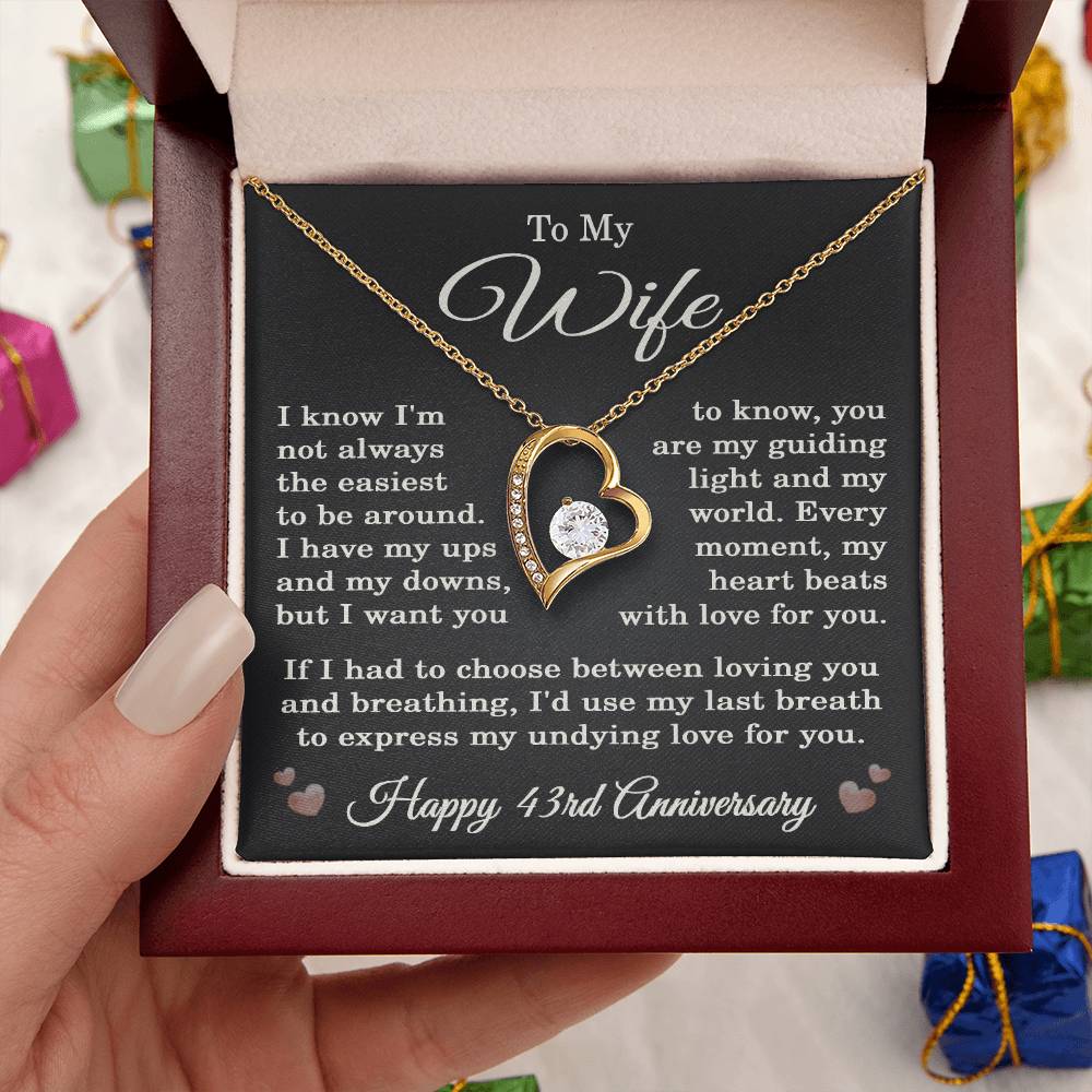 43rd Anniversary Necklace for Wife from Husband 43 Years Anniversary Jewelry for Her Women Forever Love Pendant