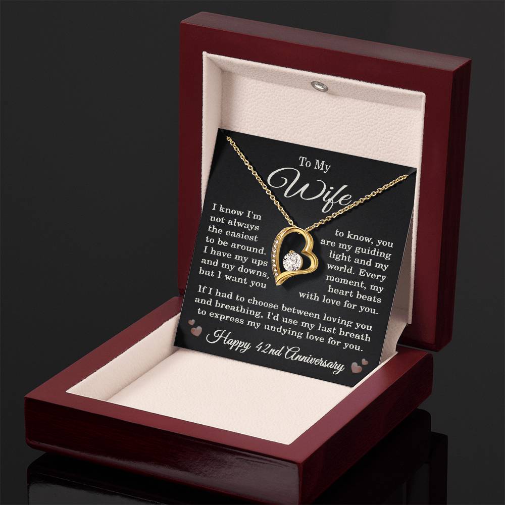 42nd Anniversary Necklace for Wife from Husband 42 Years Anniversary Jewelry for Her Women Forever Love Pendant