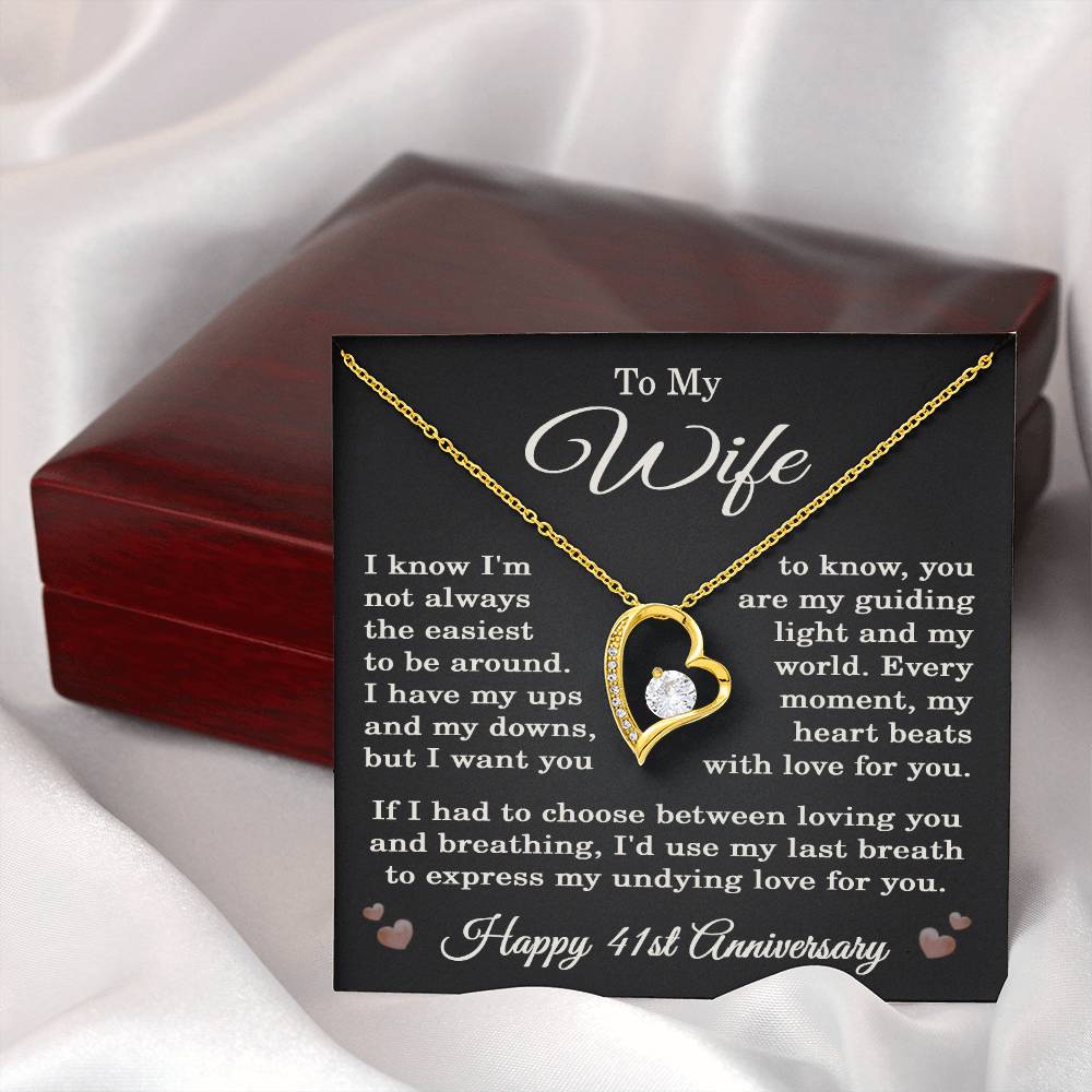 41st Anniversary Necklace for Wife from Husband 41 Years Anniversary Jewelry for Her Women Forever Love Pendant