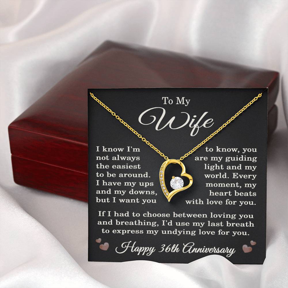 36th Anniversary Necklace for Wife from Husband 36 Years Anniversary Jewelry for Her Women Forever Love Pendant