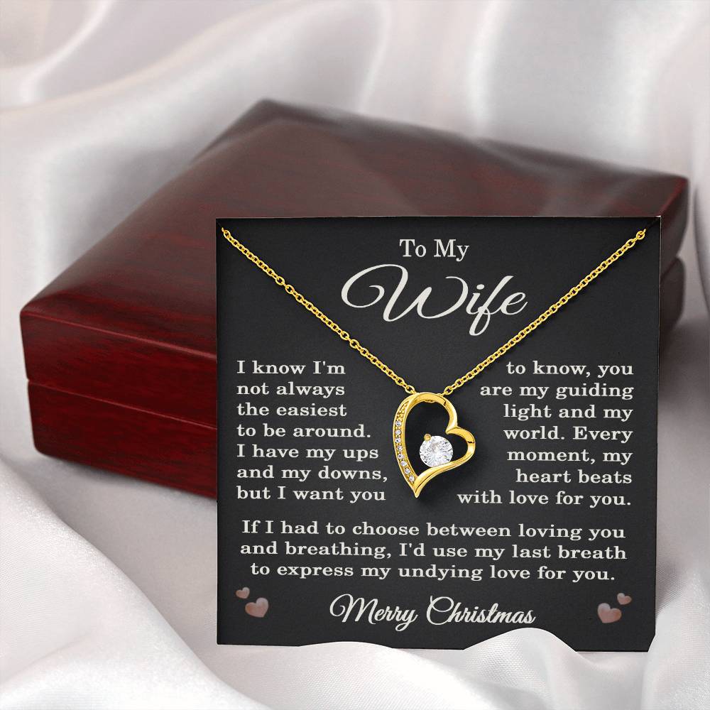 Wife Christmas Necklace for Wife from Husband To My Wife Gift Merry Christmas Jewelry for Her Women Forever Love Pendant