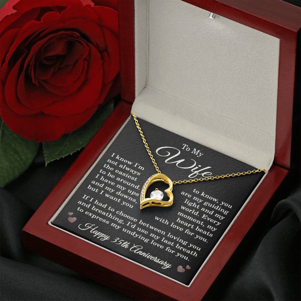 35th Anniversary Necklace for Wife from Husband 35 Years Anniversary Jewelry for Her Women Forever Love Pendant