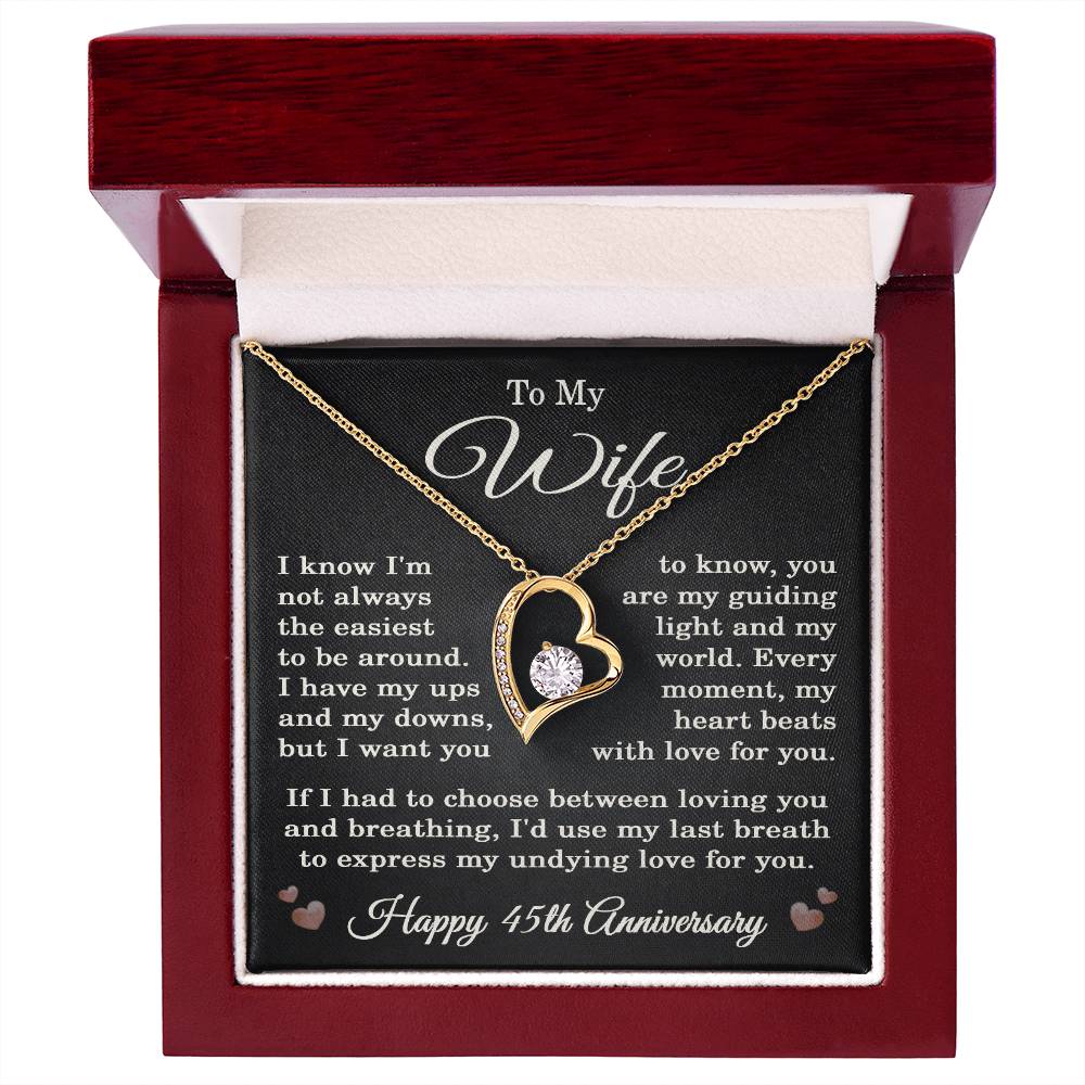 45th Anniversary Necklace for Wife from Husband 45 Years Anniversary Jewelry for Her Women Forever Love Pendant