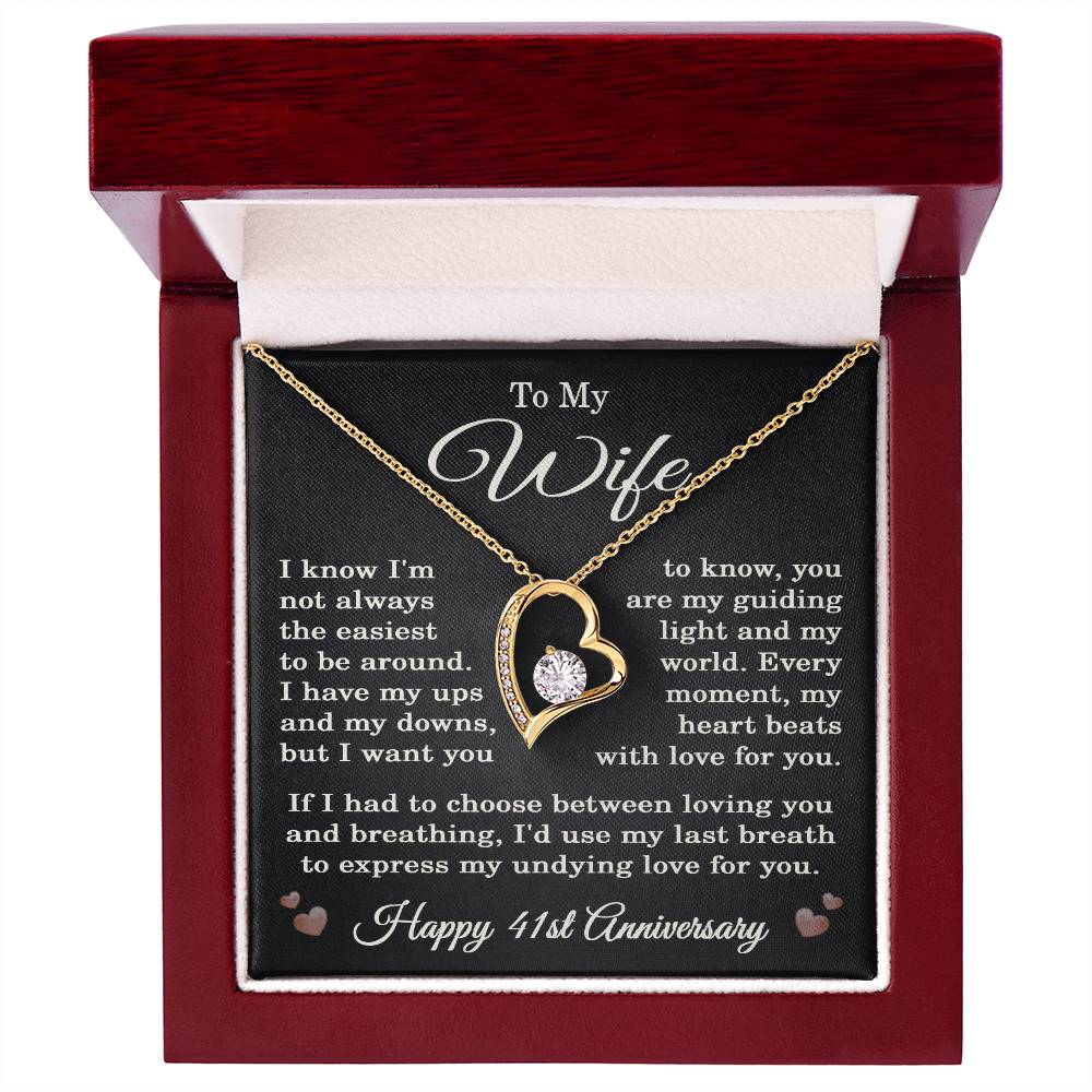 41st Anniversary Necklace for Wife from Husband 41 Years Anniversary Jewelry for Her Women Forever Love Pendant