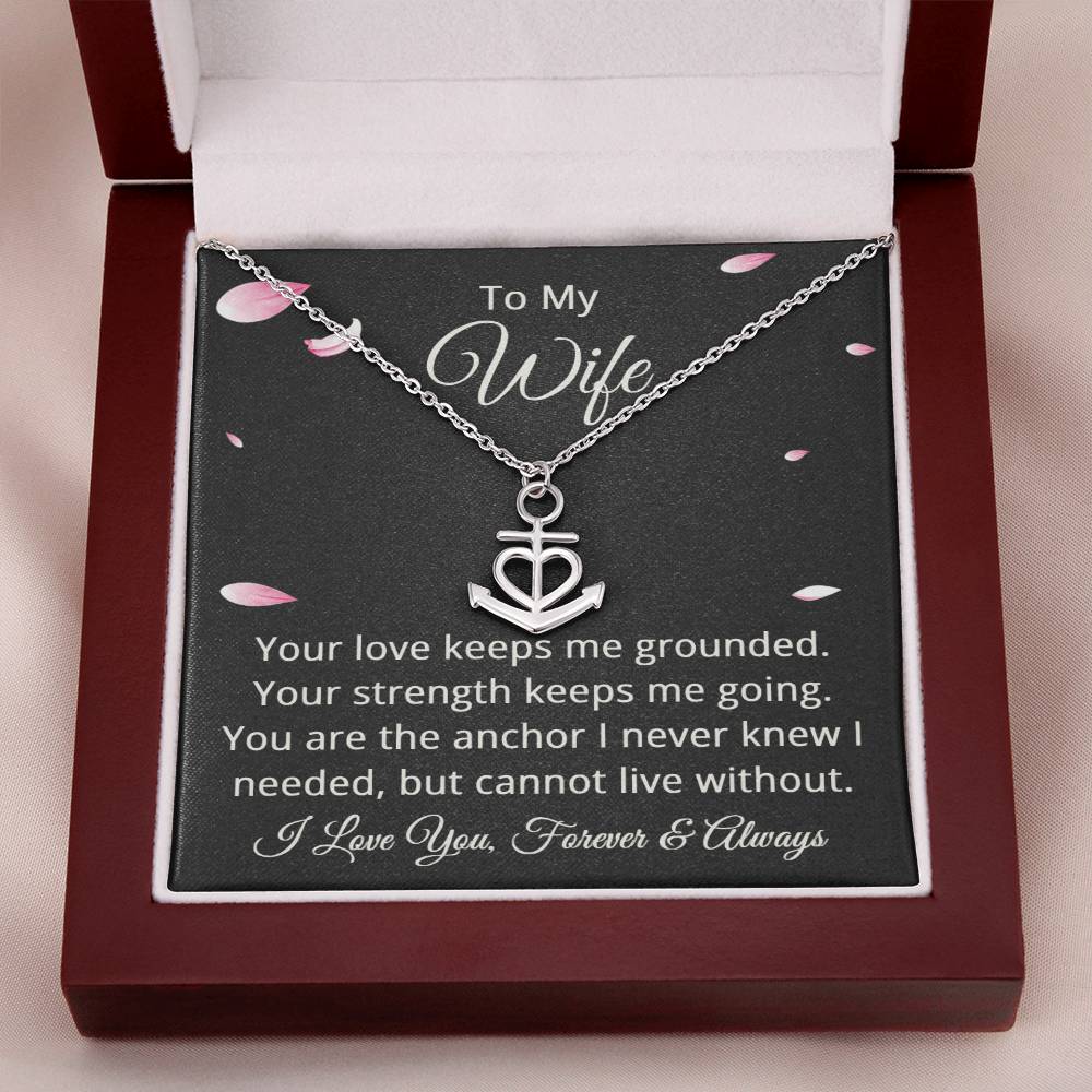 To My Wife Necklace from Husband Anchor Pendant Jewelry for Anniversary Valentines Day Christmas Birthday