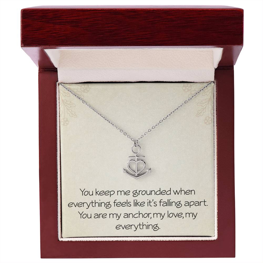 Wife Necklace for Valentine's Day Christmas Birthday Anniversary Anchor Pendant Grounded Jewelry for Girlfriend Spouse Motivational Inspirational