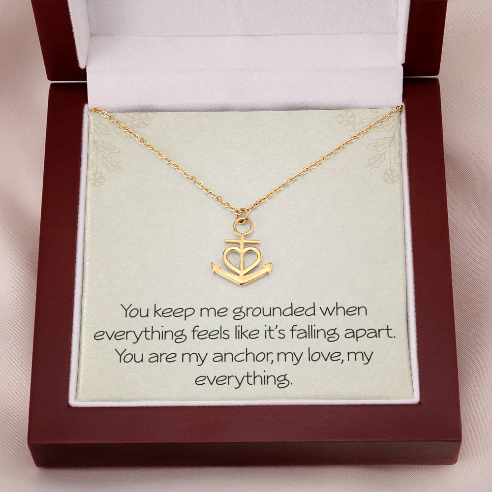 Wife Necklace for Valentine's Day Christmas Birthday Anniversary Anchor Pendant Grounded Jewelry for Girlfriend Spouse Motivational Inspirational