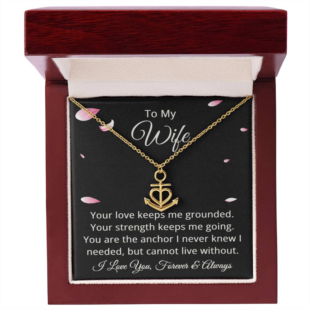 To My Wife Necklace from Husband Anchor Pendant Jewelry for Anniversary Valentines Day Christmas Birthday