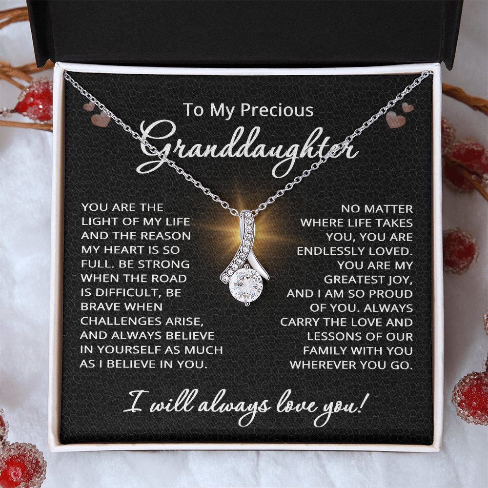 To My Granddaughter Necklace from Grandpa Grandma Precious Granddaughter Gift Birthday Christmas Be Strong Brave from Grandmother Grandfather Grandparent