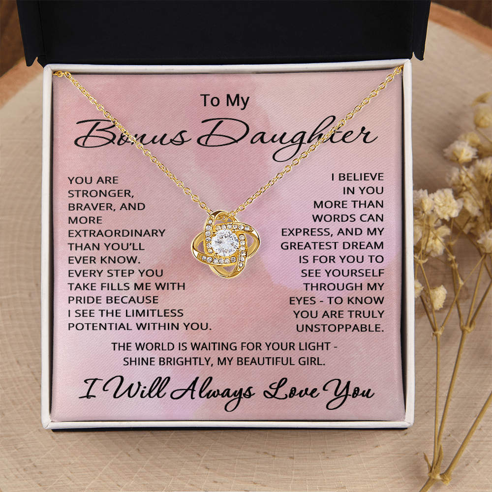 To My Bonus Daughter Necklace from Step Mom Step Dad Birthday Christmas Gift for Step Daughter Stepdaughter Step-daughter