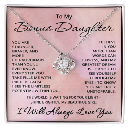 To My Bonus Daughter Necklace from Step Mom Step Dad Birthday Christmas Gift for Step Daughter Stepdaughter Step-daughter