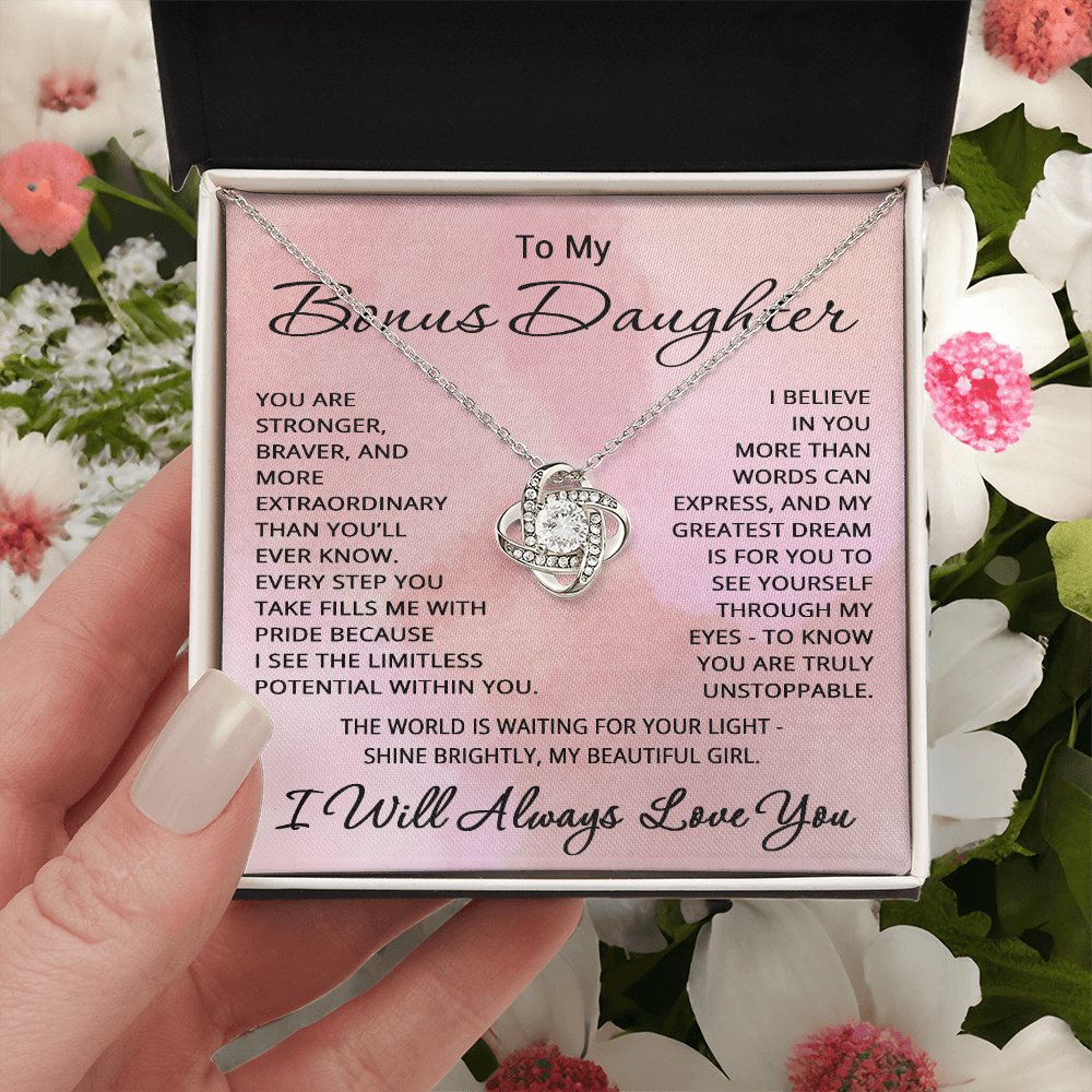 To My Bonus Daughter Necklace from Step Mom Step Dad Birthday Christmas Gift for Step Daughter Stepdaughter Step-daughter