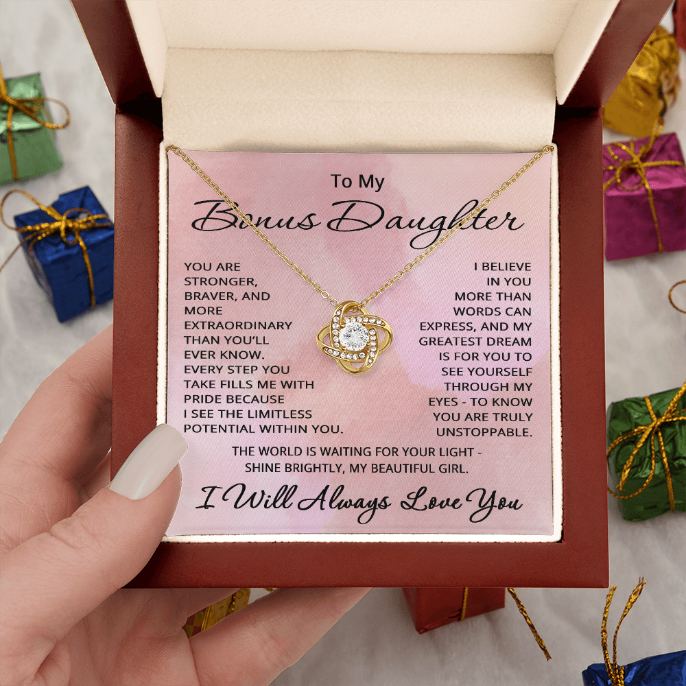 To My Bonus Daughter Necklace from Step Mom Step Dad Birthday Christmas Gift for Step Daughter Stepdaughter Step-daughter