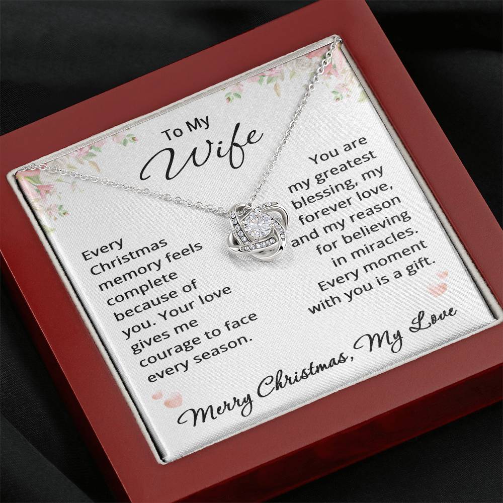 Christmas Gift for Wife from Husband Jewelry To My Wife Necklace Romantic Forever Love Blessings Gift For Her Love Knot Pendant