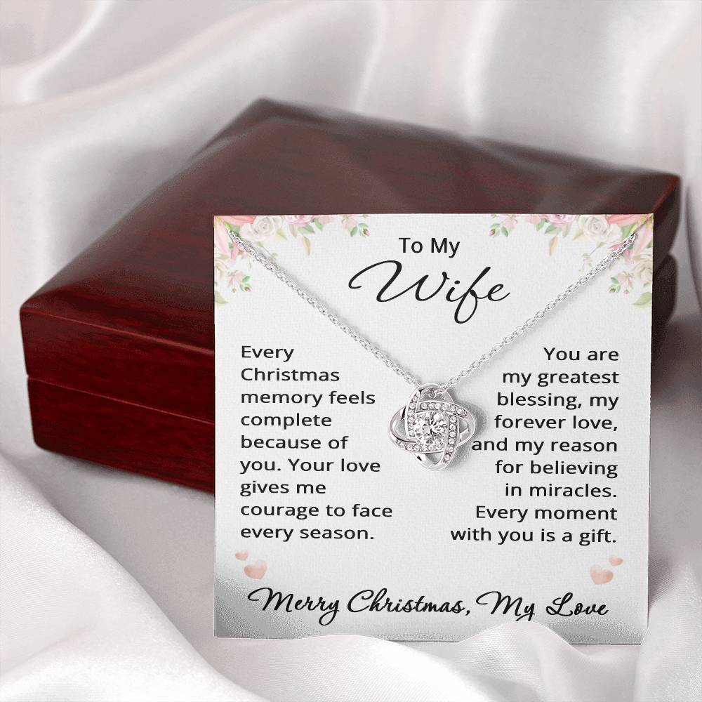 Christmas Gift for Wife from Husband Jewelry To My Wife Necklace Romantic Forever Love Blessings Gift For Her Love Knot Pendant