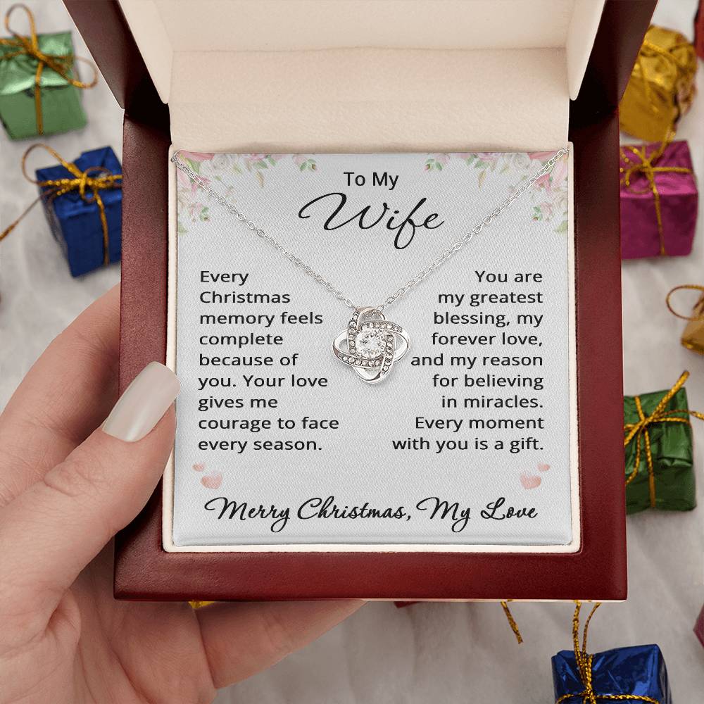 Christmas Gift for Wife from Husband Jewelry To My Wife Necklace Romantic Forever Love Blessings Gift For Her Love Knot Pendant