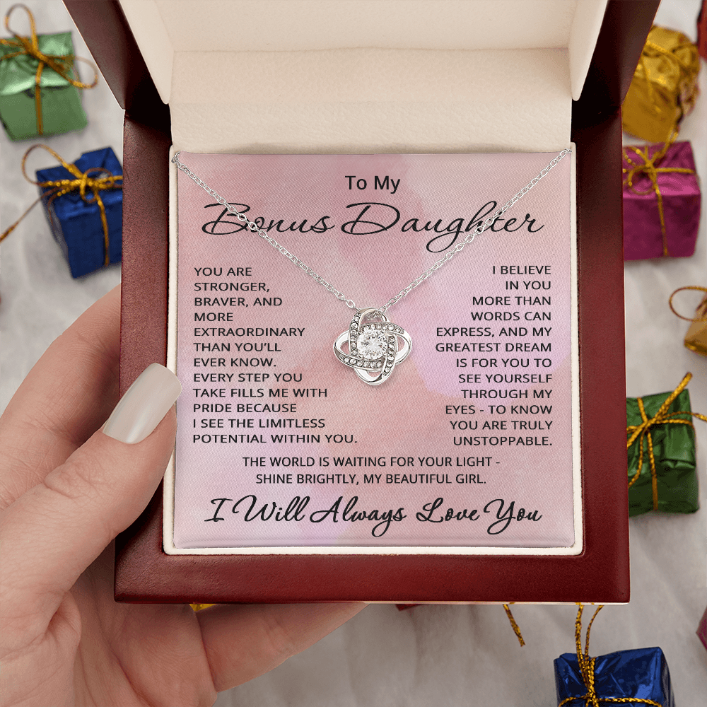 To My Bonus Daughter Necklace from Step Mom Step Dad Birthday Christmas Gift for Step Daughter Stepdaughter Step-daughter