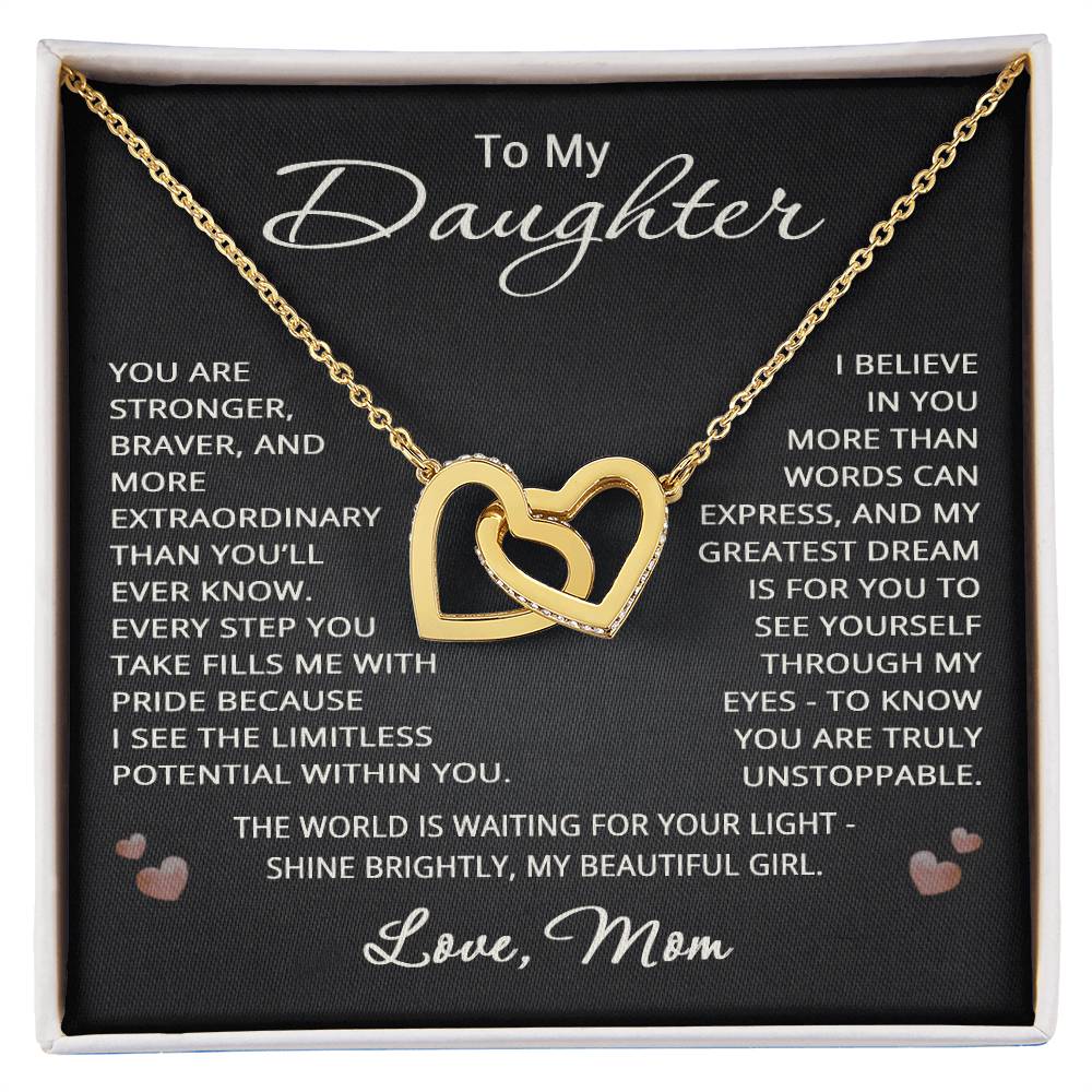 To My Daughter from Mom Necklace Love Mom Gift Heart Pendant Jewelry Christmas Birthday Graduation