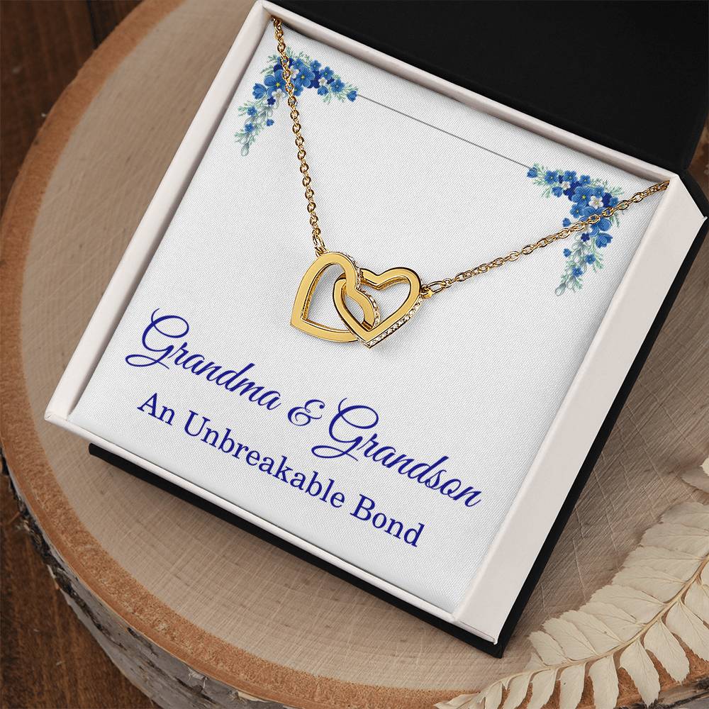 Grandma Gifts from Grandson Grandma Grandson Gifts Grandma Necklace An Unbreakable Bond Grandmother Interlocking Heart Pendant