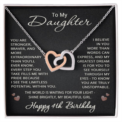 4th Birthday Gifts from Mom Dad for Daughter 4th Birthday Necklace Heart Pendant Jewelry 4 Years Old Birthday