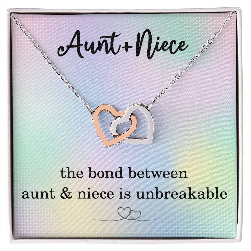 Aunt and Niece Necklace, Inspirational Gifts for Niece Birthday Christmas, Gifts from Aunt to Niece with Unbreakable Bond Quote, Interlocking Hearts Necklace