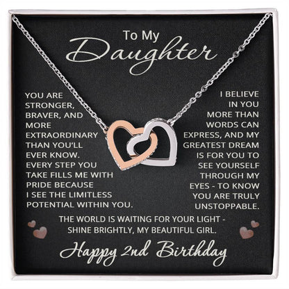 2nd Birthday Gifts from Mom Dad for Daughter 2nd Birthday Necklace Heart Pendant Jewelry 2 Years Old Birthday