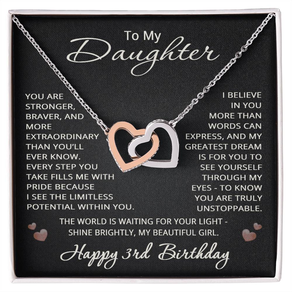 3rd Birthday Gifts from Mom Dad for Daughter 3rd Birthday Necklace Heart Pendant Jewelry 3 Years Old Birthday