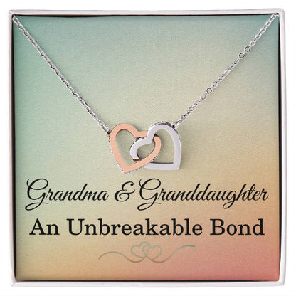 Grandma Granddaughter Necklace Grandma Christmas Gift from Granddaughter Grandma Birthday Gift An Unbreakable Bond Grandma Interlocking Hearts Pendant