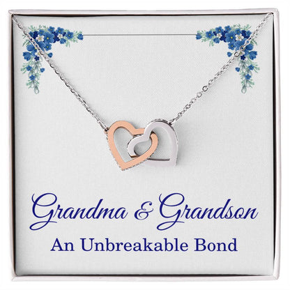 Grandma Gifts from Grandson Grandma Grandson Gifts Grandma Necklace An Unbreakable Bond Grandmother Interlocking Heart Pendant