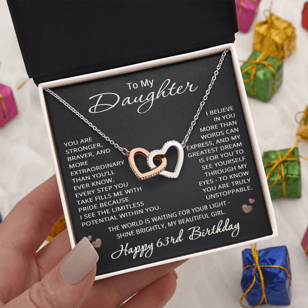 63rd Birthday Gifts from Mom Dad for Daughter 63rd Birthday Necklace Heart Pendant Jewelry 63 Years Old Birthday